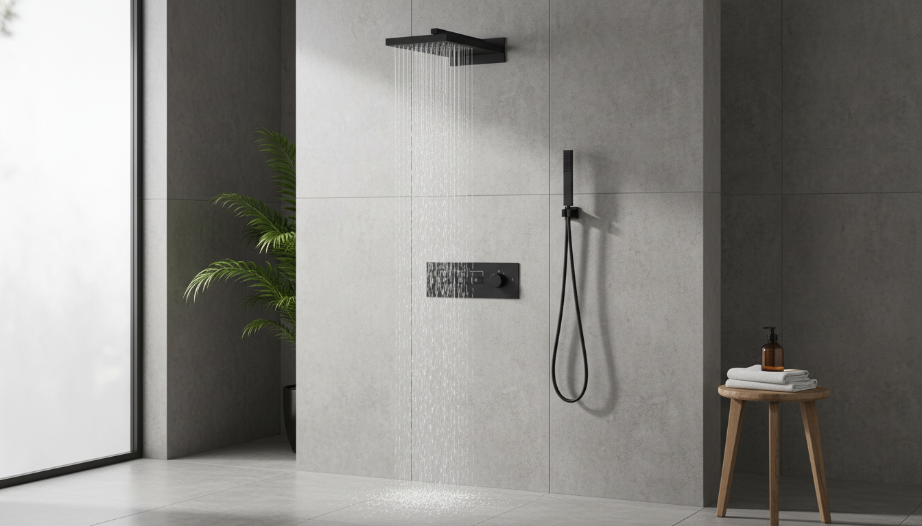 Black Brass Wall-Mounted Waterfall Shower System Guide