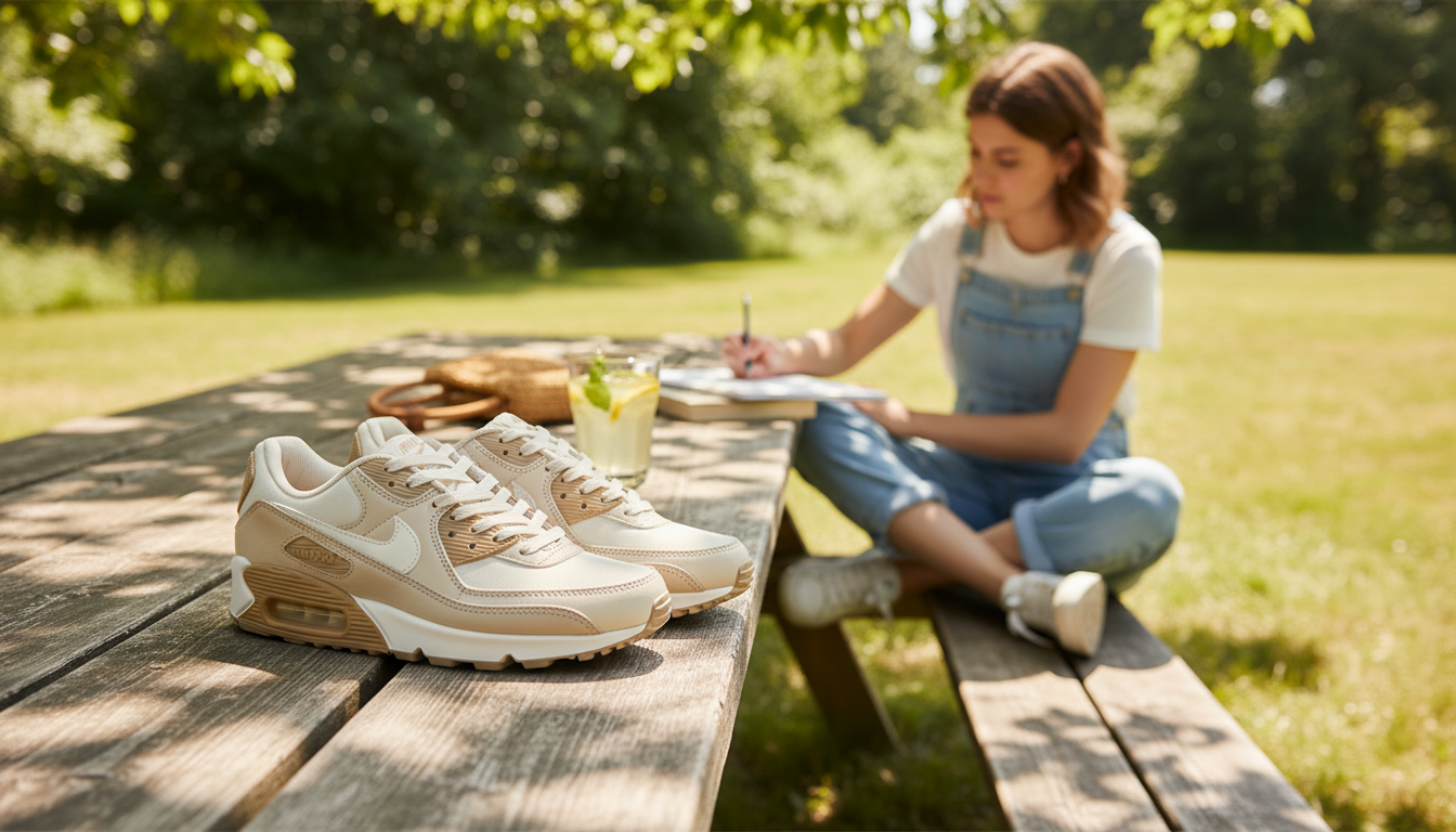 Nike Women’s Beige Slip-On Lace Sneakers for Spring/Summer