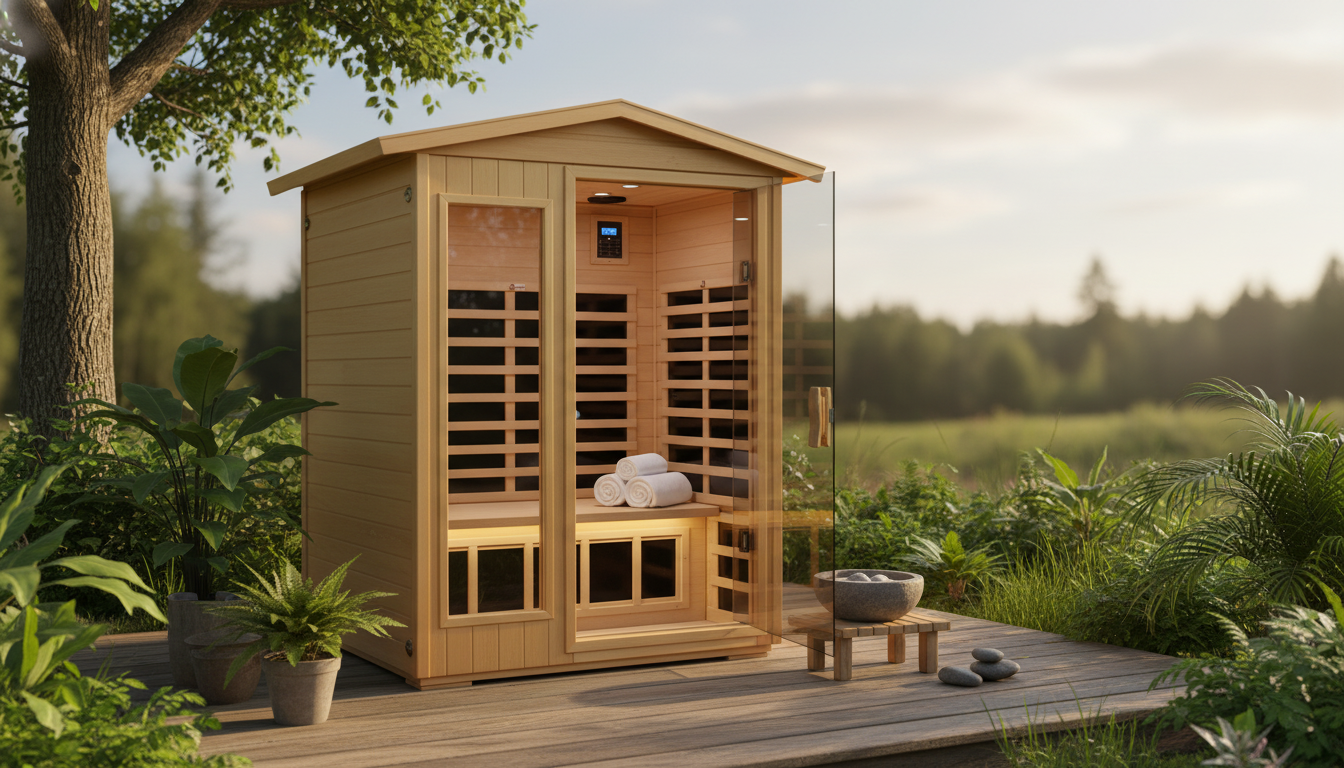 Outdoor 2‑Person Far Infrared Sauna: Basswood + Low‑EMF