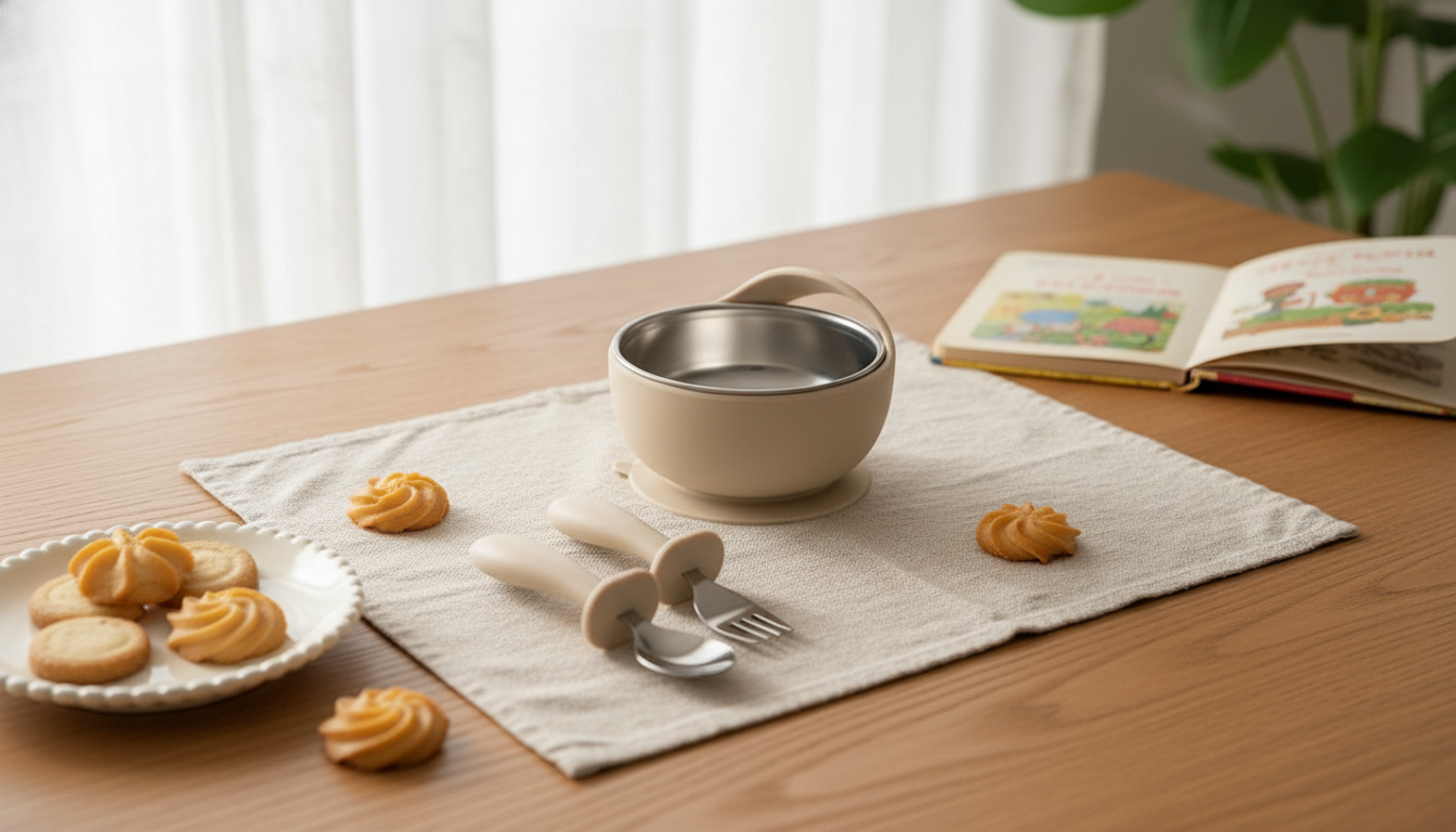 Stainless Steel Baby Feeding Set: Suction Bowl & Utensils