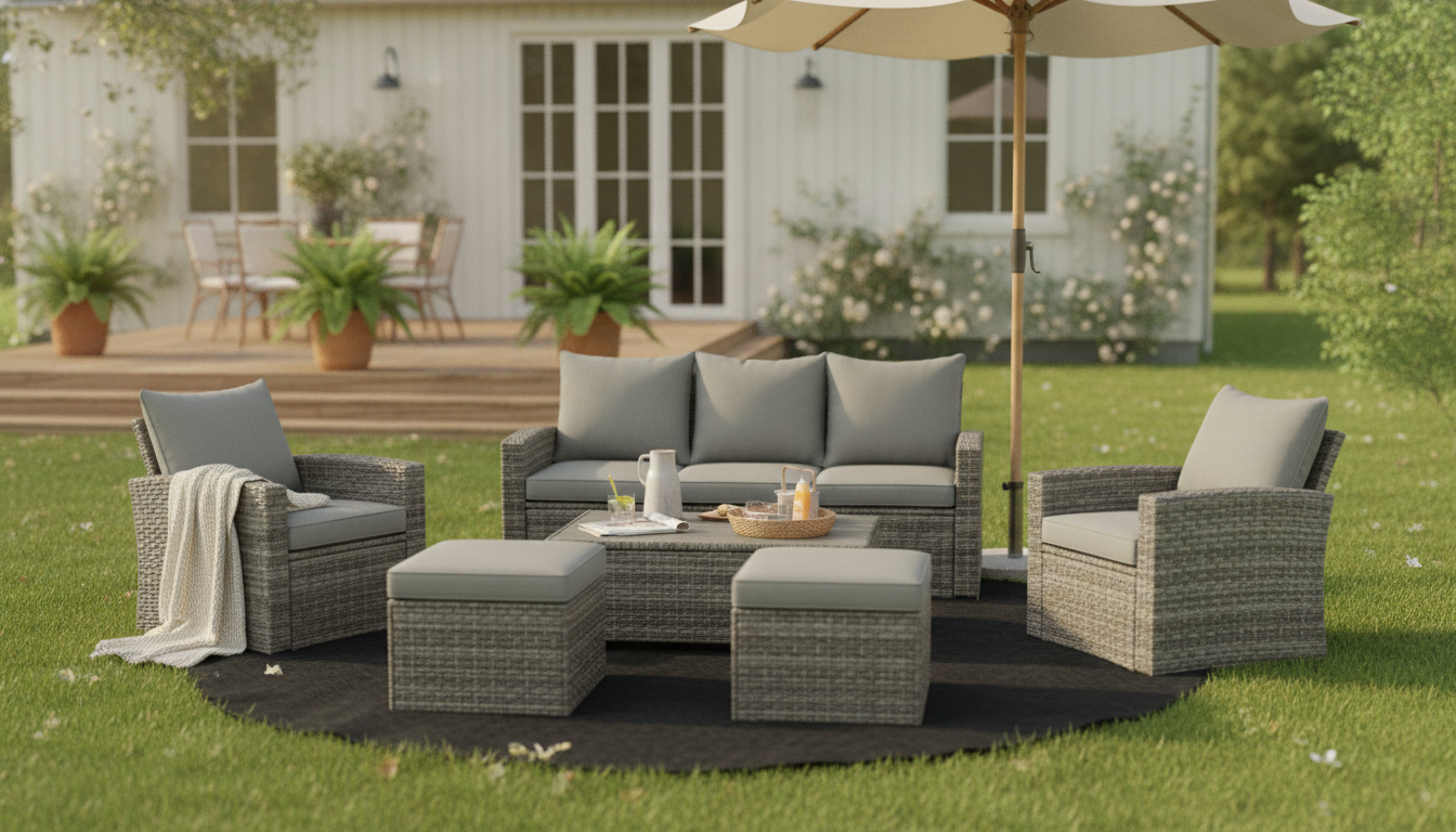 6-Piece Modular Patio Set: Adjustable Sofa + Storage Table