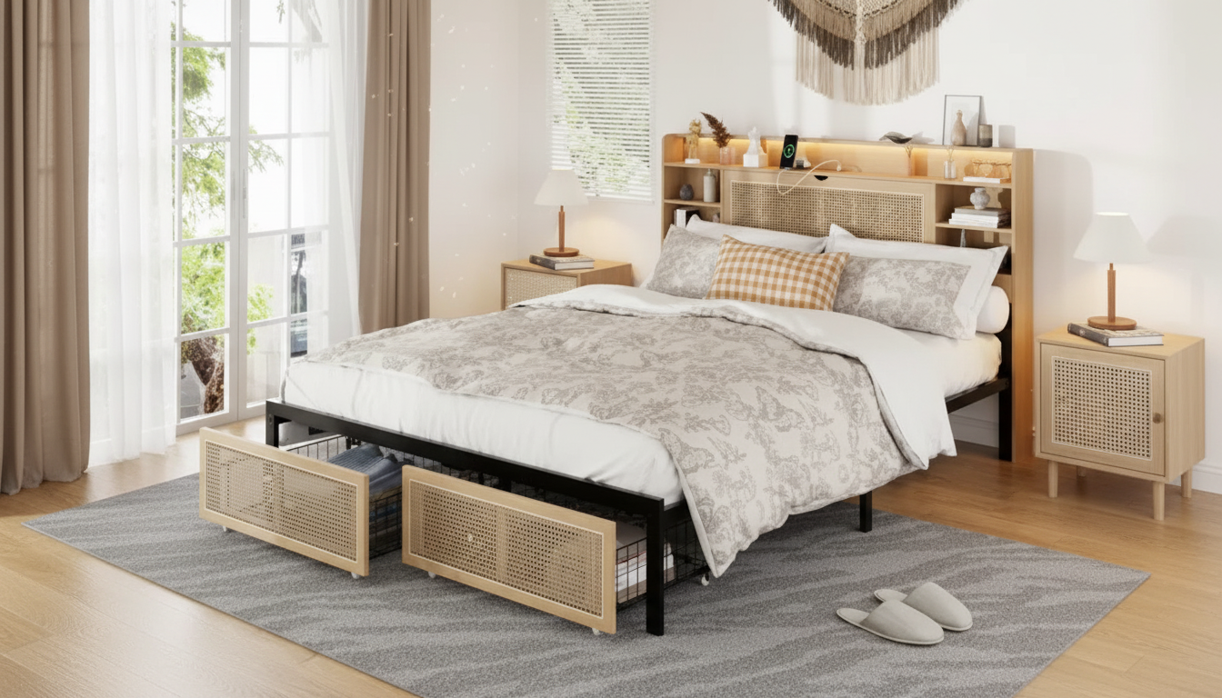 Queen Bed Frame Guide: Storage Headboard, LEDs & USB