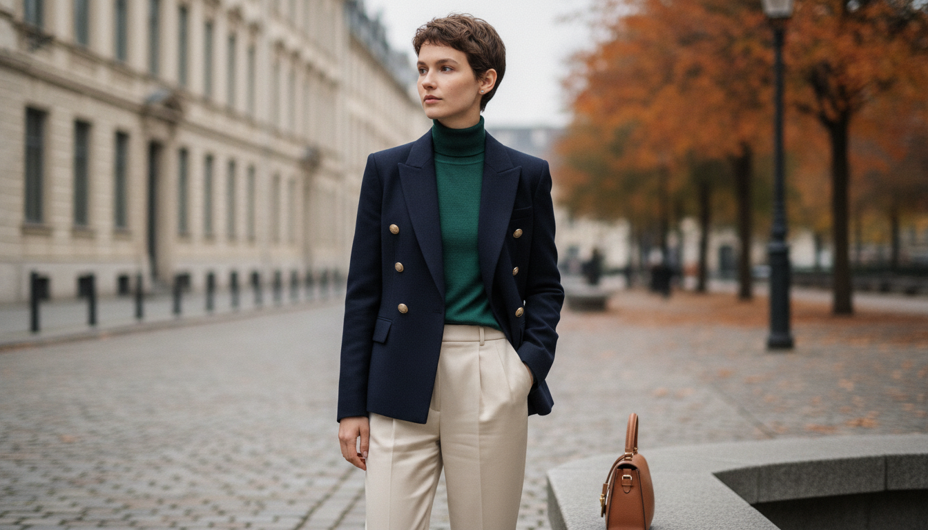 Slim Fit Double-Breasted Wool Blazer with Silk Lining