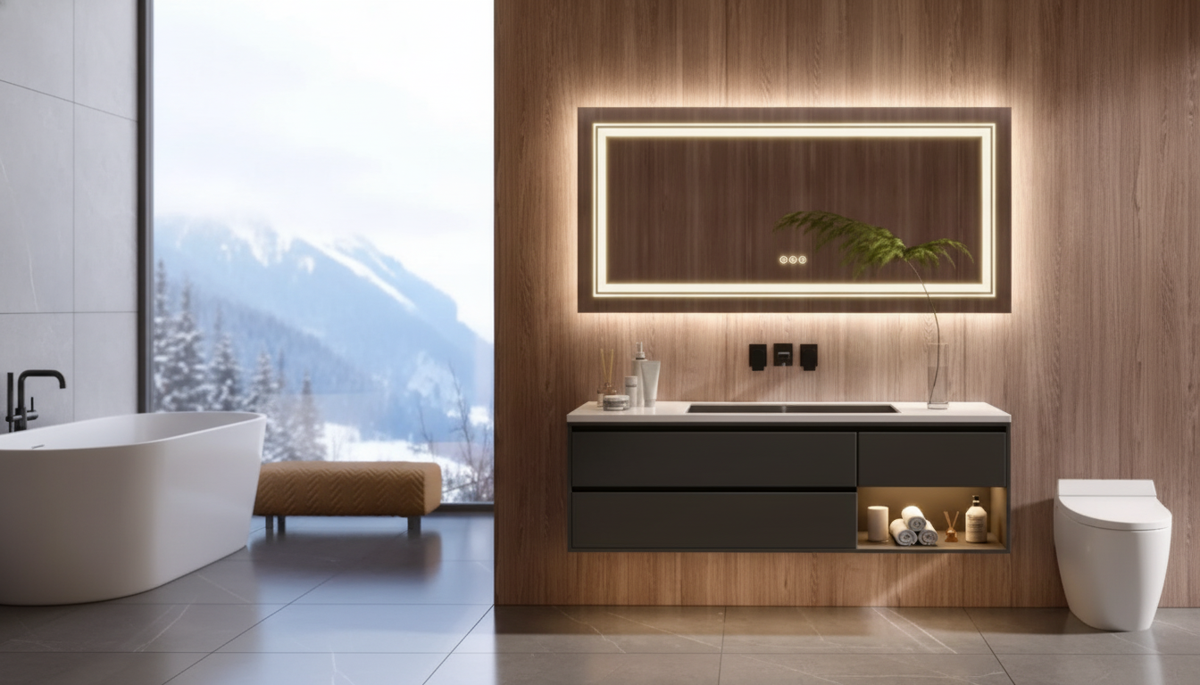 47x24 LED Vanity Mirror: Backlit, Anti-Fog, 3-Color