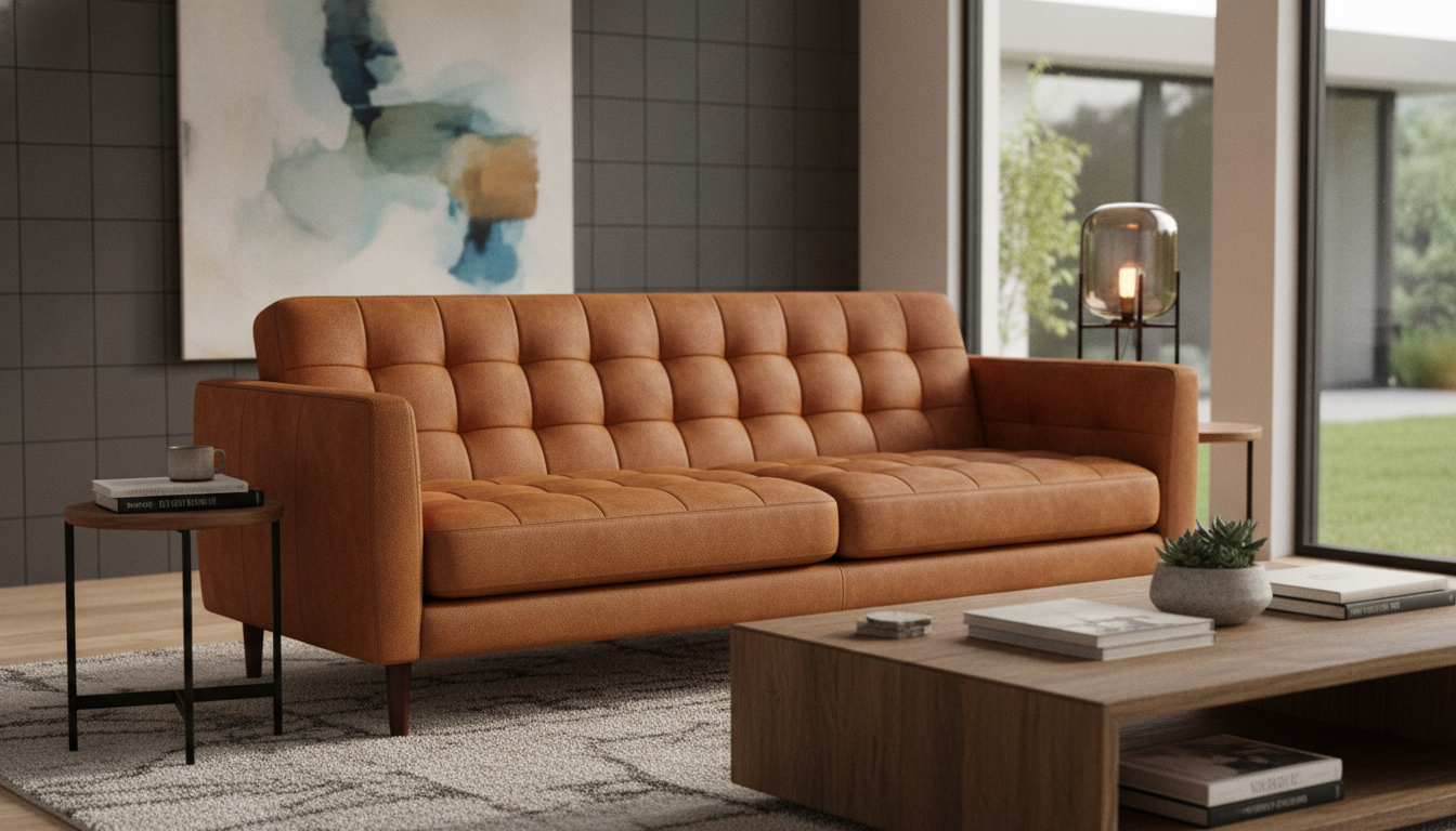 70-Inch Tufted Suede Leather Sofa: Specs, Care & Fit