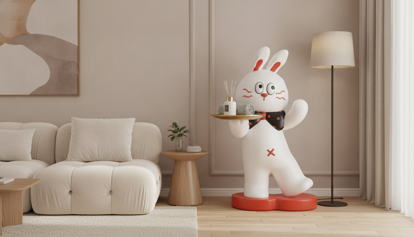 Creative Rabbit Statue Tray Rack: Decor Meets Storage