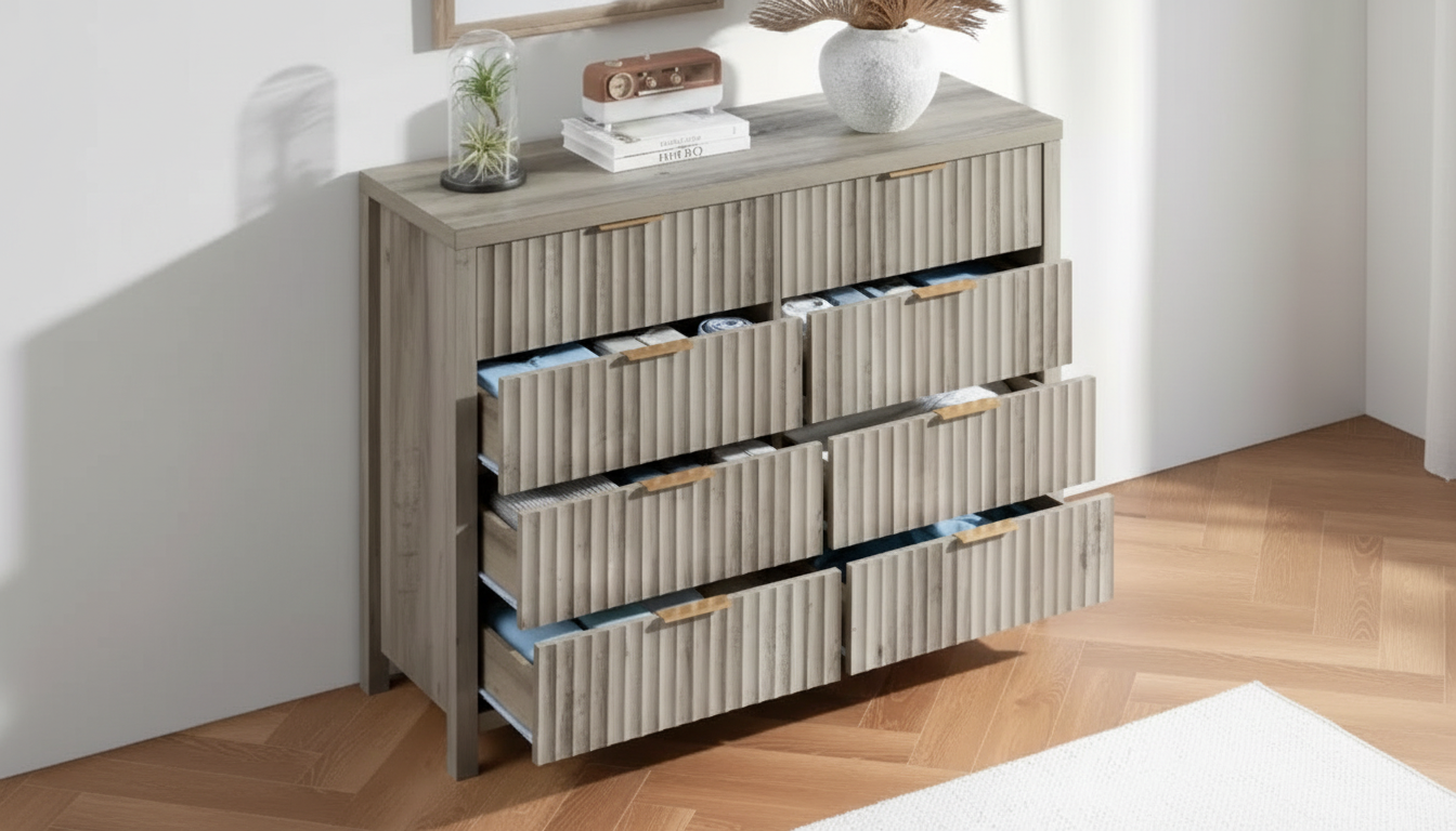 Modern Fluted 7-Drawer Dresser: Elegant Storage Guide